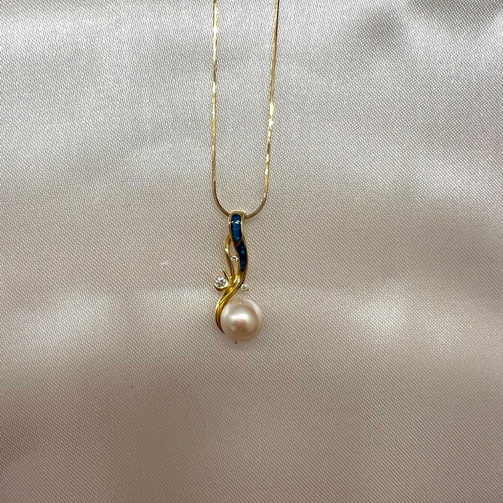 Pearl Factory Waterfall Pendant 14k Yellow Gold